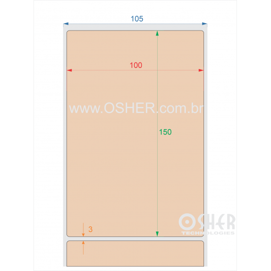 Etiqueta BOPP Branco Fosco Borr 100  x 150  x 1 Chap Marrom