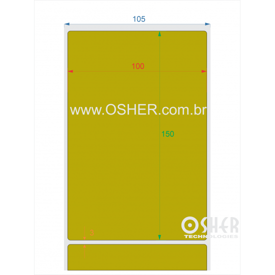 Etiqueta BOPP Branco Fosco Borr 100  x 150  x 1 Chap Verde Oliva