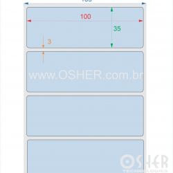 Etiqueta BOPP Branco Fosco Borr 100  x 35  x 1 Chap Azul