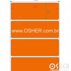 Etiqueta BOPP Branco Fosco Borr 100  x 35  x 1 Chap Laranja