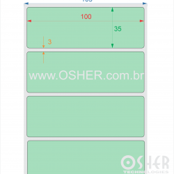 Etiqueta BOPP Branco Fosco Borr 100  x 35  x 1 Chap Verde Claro