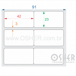 Etiqueta BOPP Branco Fosco VT Borr 42  x 23  x 2 Geminada L091