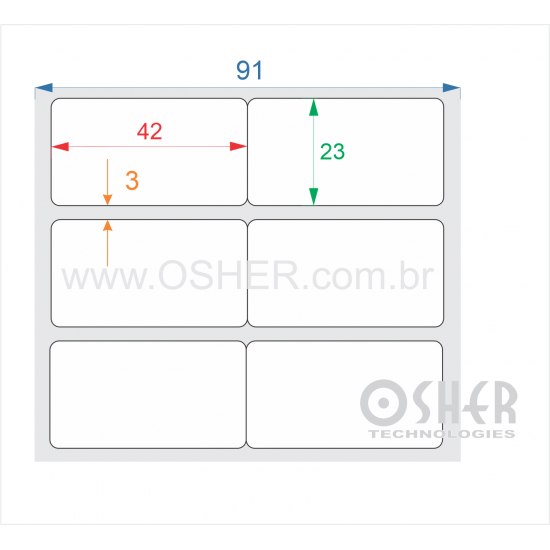 Etiqueta BOPP Branco Fosco VT Borr 42  x 23  x 2 Geminada L091