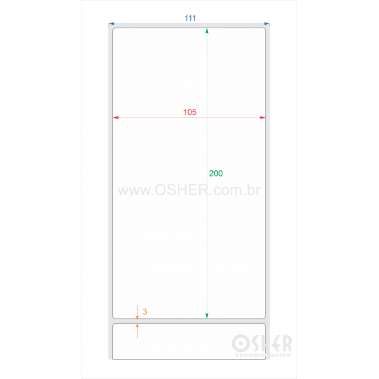Etiqueta Poliester Cromo Fosco 105  x 200  x 1 