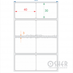 Etiqueta Poliester Cromo Fosco 40  x 30  x 2 Geminada L085