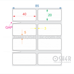 Etiqueta Poliester Prata Brilhante 40  x 20  x 2 GE ESP3L