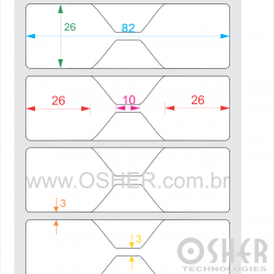 Etiqueta Adesiva BOPP Branco Fosco Acril. 22g Joalheiro 82  x 26  (Gravatinha 26X26 + Filete no Meio 10X3) UN RET L091