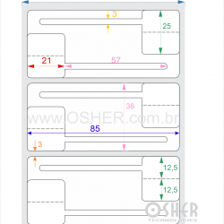 Etiqueta Adesiva BOPP Branco Fosco Acril. 22g Joalheiro 85  x 38  (Corpo 21X25 12,5+12,5 na Altura e Filete 57X3) CJ2 INV RET L091