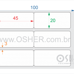 Etiqueta Poliester Branco Brilhante 45  x 20  x 2 Geminada L100