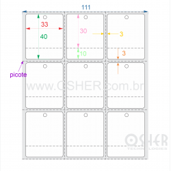 Tag Couchê Adesivo 33  x 40  x 3 FPU Picote 30+10H Picote ESP3L Picote ESP3H CLS 