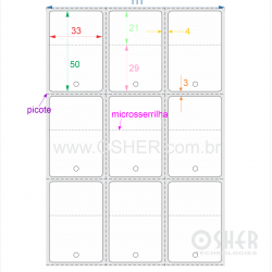 Tag Couchê Adesivo 33  x 50  x 3 FPP (Centro) Microsserrilha 29+21H Picote ESP4L Picote ESP3H CLS 