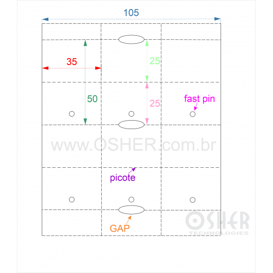Tag Couchê Adesivo 35  x 50  x 3 FPP GC Picote 25+25H SLS 