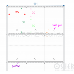 Tag Couchê Adesivo 35  x 50  x 3 FPP Meio Corte 30+20H Picote ESP3H CLS Geminada