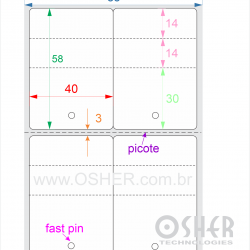 Tag Couchê Adesivo 40  x 58  x 2 FPP Meio Corte 30+14+14H Picote ESP3H CLS Geminada