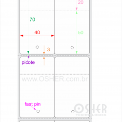Tag Couchê Adesivo 40  x 70  x 2 FPP Meio Corte 50+20H Picote ESP3H CLS Geminada