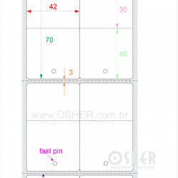 Tag Couchê Adesivo 42  x 70  x 2 FPP Meio Corte 40+30H Picote ESP3H CLS Geminada