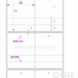 Tag Couchê Adesivo 50  x 64  x 2 FPU Meio Corte 40+12+12H Picote ESP3H CLS Geminada
