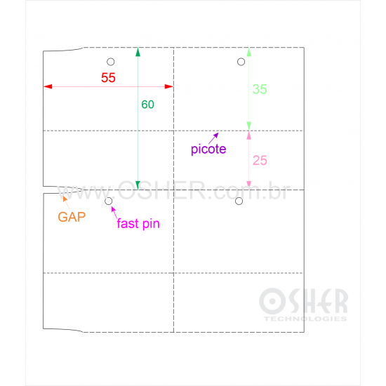 Tag Couchê Adesivo 55  x 60  x 2 FPU GE Picote 35+25H SLS 