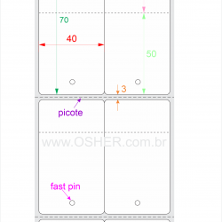 Tag Duplo Uso Couchê 40  x 70  x 2 FPP Meio Corte 50+20H Picote ESP3H CLS Geminada 