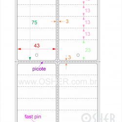 Tag Duplo Uso Couchê 43  x 75  x 2 FPP Meio Corte 23+13+13+13+13H Picote ESP3L Picote ESP3H CLS L095