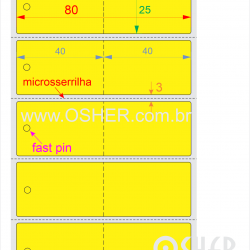 Tag Duplo Uso Couchê 80  x 25  x 1 FPLE Meio Corte 40+40L Microsserrilha ESP3H CLS Chap Amarelo L085