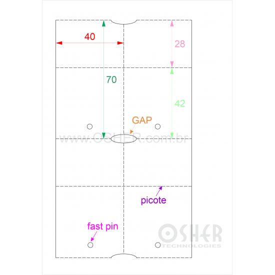 Tag Synt Paper Sem Adesivo 80 Microns 40  x 70  x 2 FPP GC Picote 42+28H