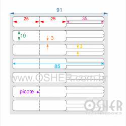 Etiqueta Adesiva BOPP Branco Brilhante Acril. 22g Joalheiro 85  x 10  (Corpo 25+25X10 e Filete 35X3) UN RET L091
