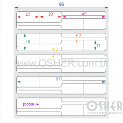 Etiqueta Adesiva BOPP Branco Brilhante Acril. 22g Joalheiro 91  x 18  (Corpo 23+23X11 e Filete 45X3) CJ2 INV RET L096