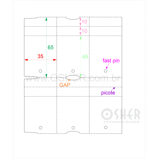 Tag Couchê Adesivo 35  x 65  x 3 FPP GCE Picote 45+10+10H SLS