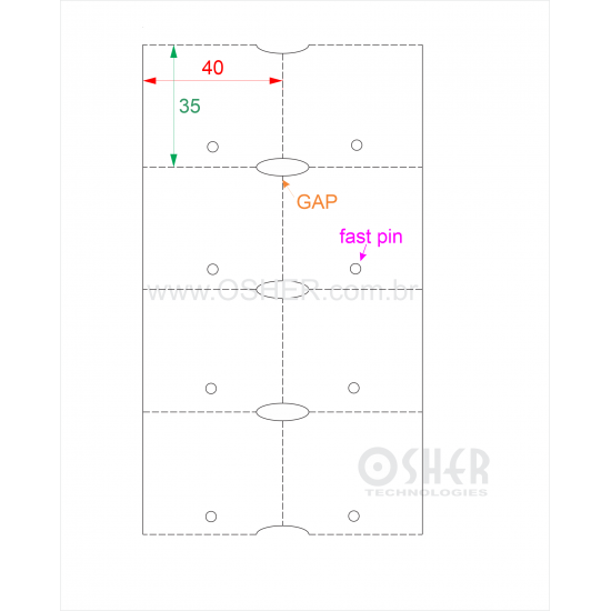 Tag Couchê Contracolado BOPP Sem Adesivo 40  x 35   x 2 FPP GC Sem Divisão SLS L080