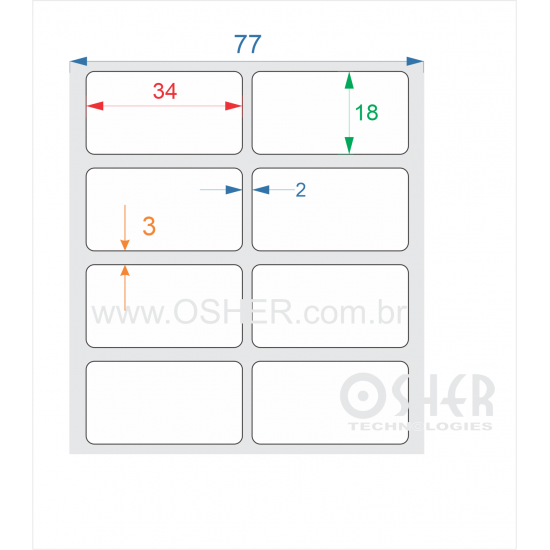 Etiqueta Adesiva Papel Térmico 34  x 18  x 2 ESP2L L077