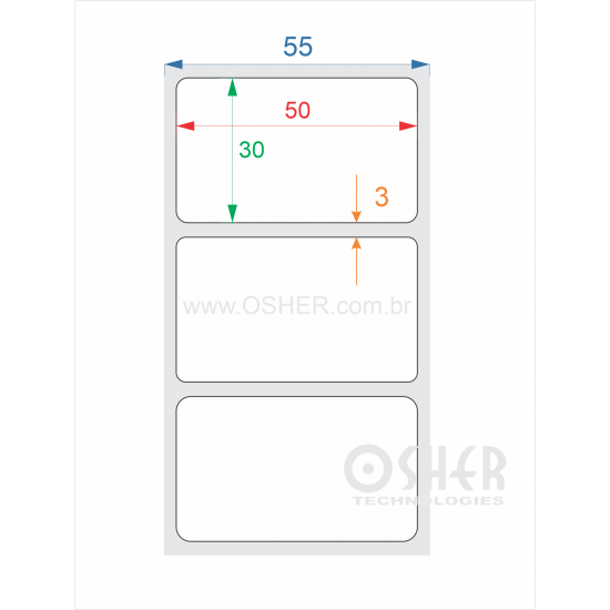 Etiqueta BOPP Branco Fosco 50  x 30  x 1