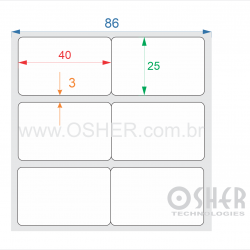 Etiqueta BOPP Branco Fosco Borr 40  x 25  x 2 Geminada L086