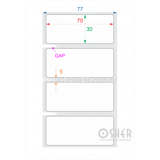 Etiqueta BOPP Transparente Liner Grosso 70  x 30  x 1 GE ESP5H 