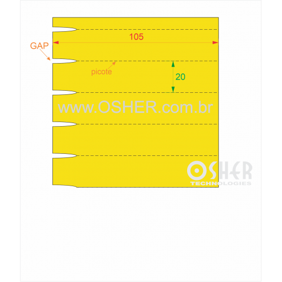 Etiqueta Gôndola Sem Adesivo Couchê 170g L2 105  x 20  x 1 GE Sem Divisão Chap Amarelo