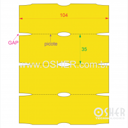 Etiqueta Sem Adesivo Couchê 170g L2 104  x 35  x 1 GECD Sem Divisão Chap Amarelo