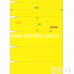 Etiqueta Sem Adesivo Couchê 170g L2 105  x 30  x 1 GE Sem Divisão Chap Amarelo