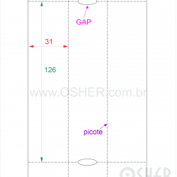 Etiqueta Sem Adesivo Couchê 170g L2 31  x 126  x 3 GC Sem Divisão L093