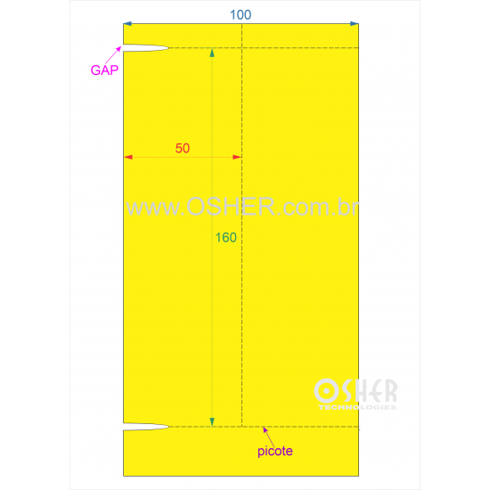 Etiqueta Sem Adesivo Couchê 170g L2 50  x 160  x 2 GE Sem Divisão Chap Amarelo