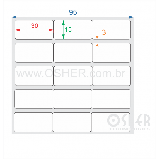 Etiqueta Adesiva Couchê 30  x 15  x 3 Geminada L095