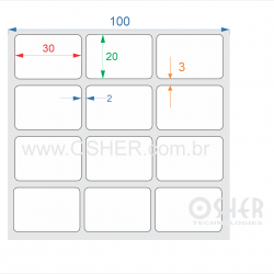 Etiqueta Adesiva Couchê 30  x 20  x 3 ESP2L