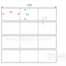 Etiqueta Adesiva Couchê 34  x 23  x 3 Geminada L105