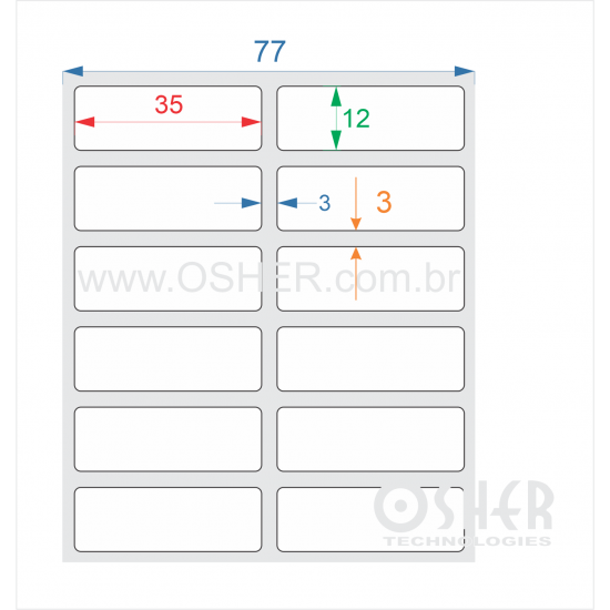 Etiqueta Adesiva Couchê 35  x 12  x 2 ESP3L