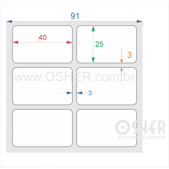 Etiqueta Adesiva Couchê 40  x 25  x 2 ESP3L