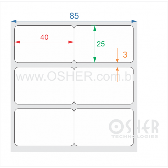 Etiqueta Adesiva Couchê 40  x 25  x 2 Geminada