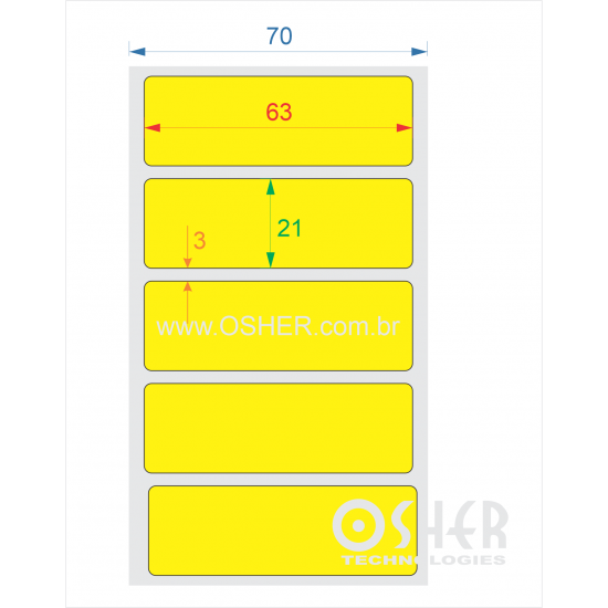 Etiqueta Adesiva Couchê 63  x 21  x 1 Chap Amarelo L070