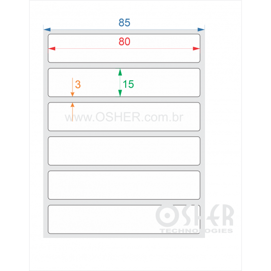 Etiqueta Adesiva Couchê 80  x 15  x 1 