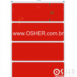 Etiqueta BOPP Branco Fosco Borr 100  x 35  x 1 Chap Vermelho