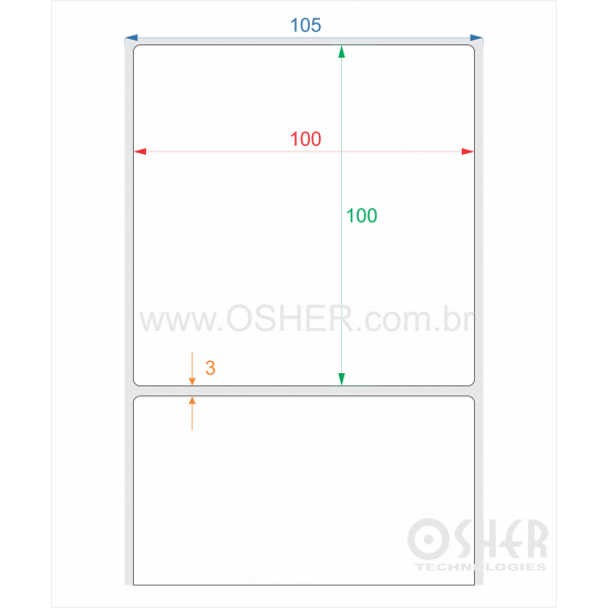Etiqueta BOPP Branco Brilhante 100  x 100  x 1 