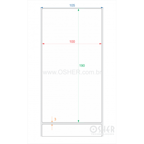 Etiqueta BOPP Branco Fosco Borr 100  x 190  x 1 L105